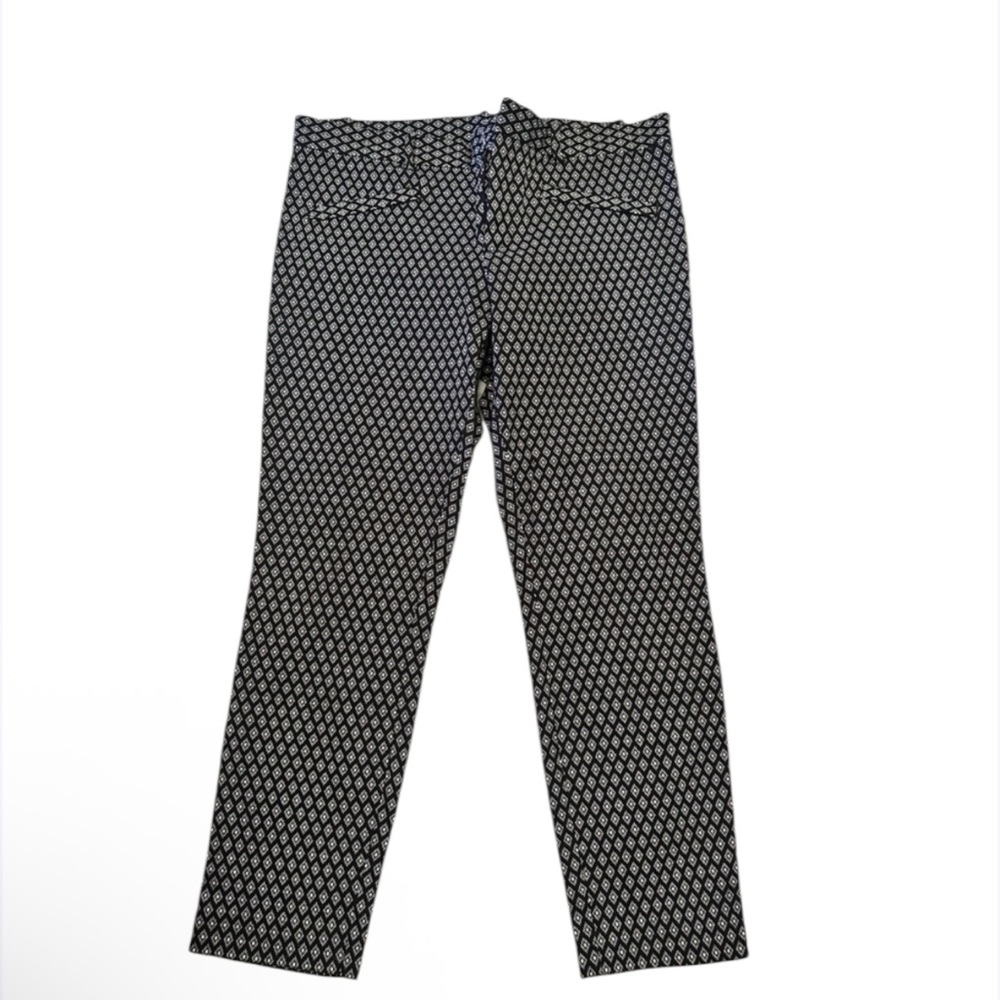 Gap Women's 14 R Skinny Ankle Pant Black Geometric Dot Print Stretch Casual